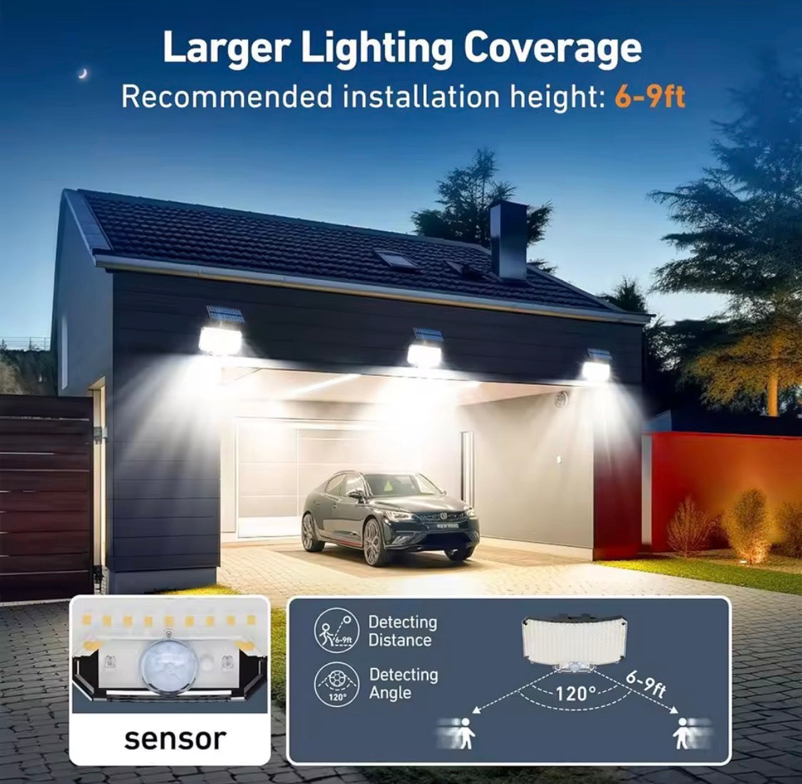 Luci solari da esterno con sensore di movimento e con telecomando