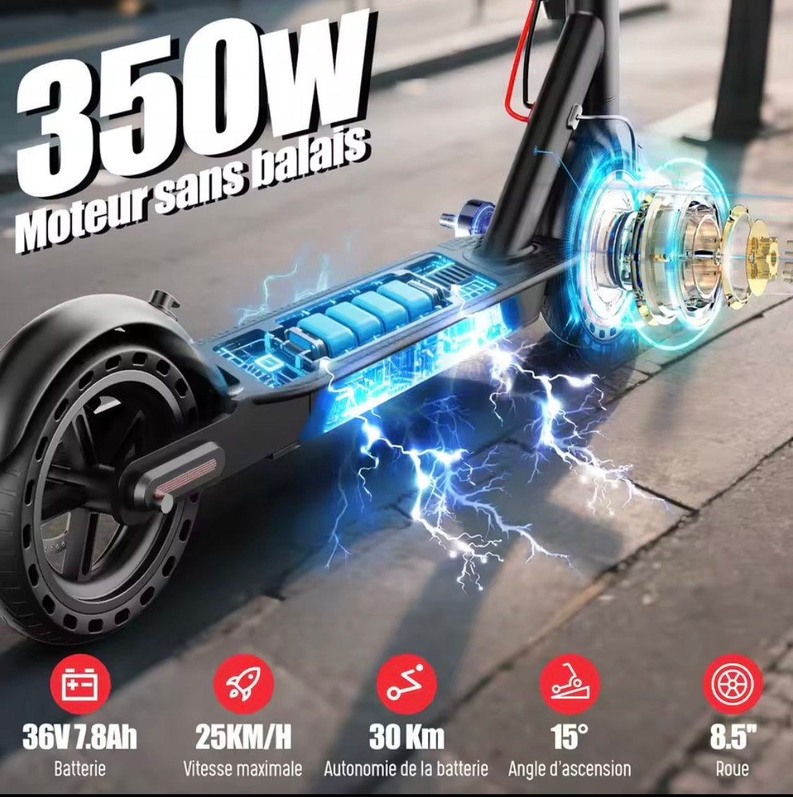Scoot elettrico TODIMART T3 per adulti 350W motore potente 36V 7.8AH 20-30KM APP leggera