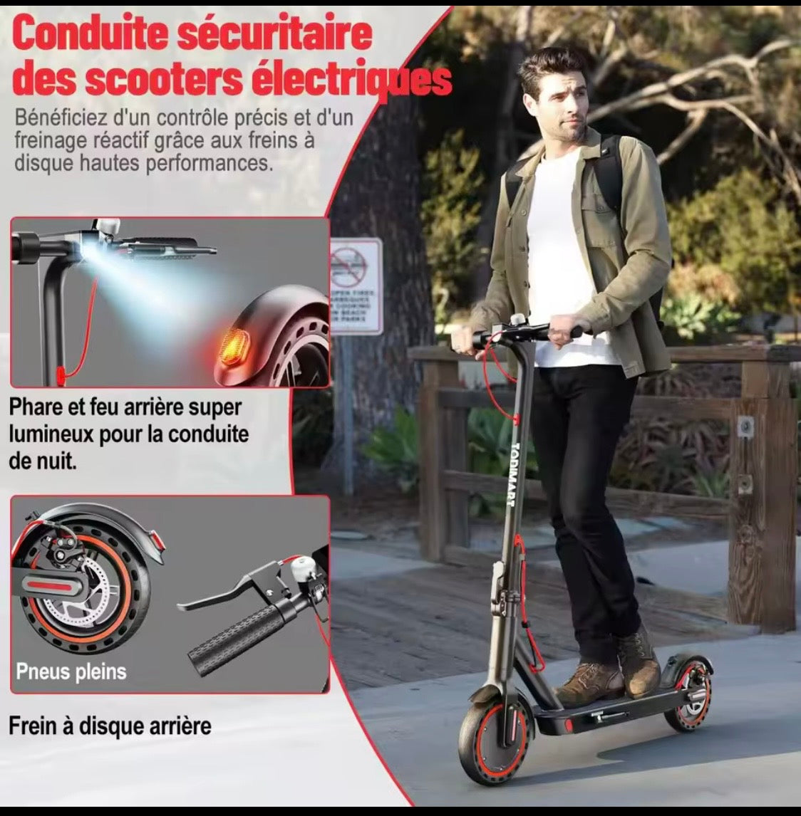 Scoot elettrico TODIMART T3 per adulti 350W motore potente 36V 7.8AH 20-30KM APP leggera