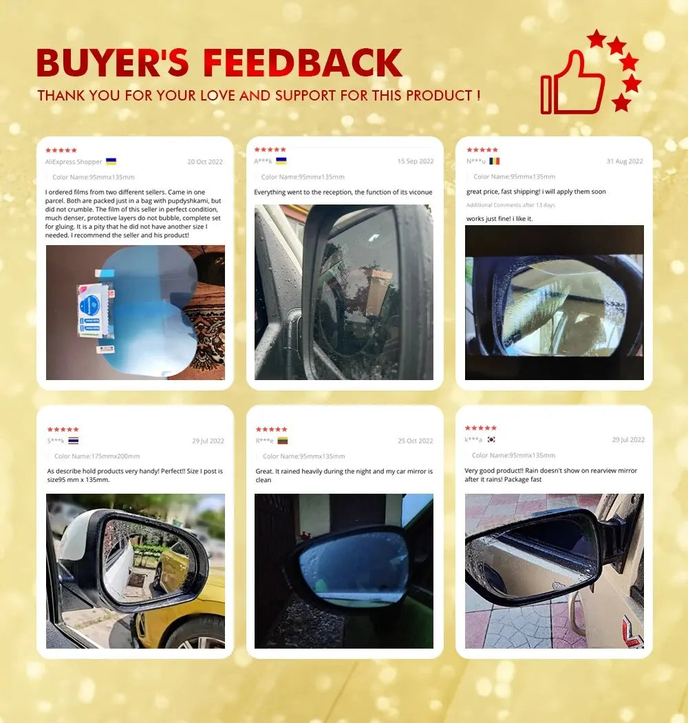 Pellicola per specchietto retrovisore per auto Finestra laterale Pellicola trasparente antipioggia 2 pezzi Specchio per finestra antiappannamento Adesivo per pellicola protettiva Accessori per auto