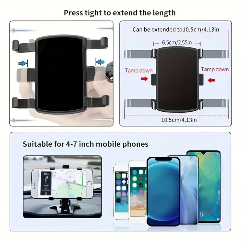 Supporto per telefono universale per cruscotto per auto 360 ° Supporto per auto per smartphone rotante, per iPhone,