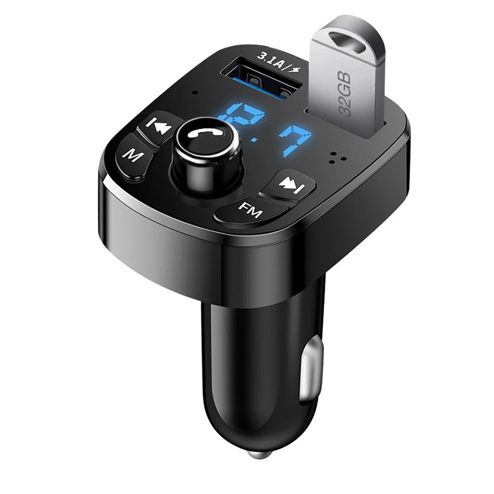Lettore Mp3 per auto Caricatore rapido doppio USB Trasmettitore FM Compatibile con Bluetooth 5.0 Kit vivavoce per auto Kit per auto con presa per chiavetta USB