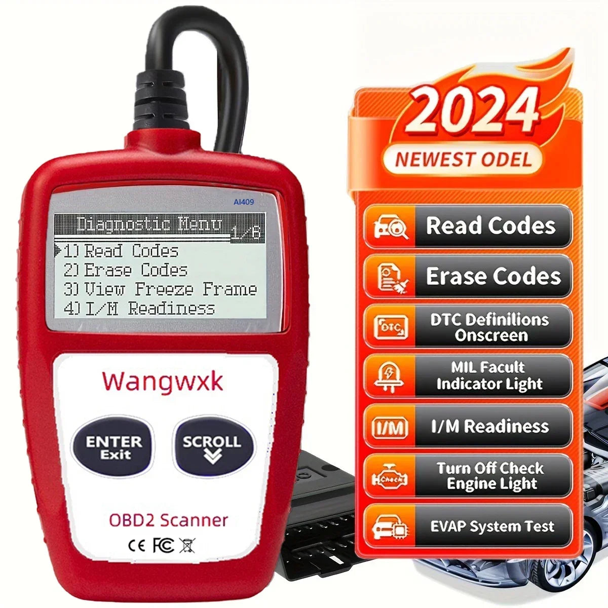 Strumento diagnostico automobilistico lettore di codice OBD2 display digitale scanner OBD 2 cancellazione del codice di guasto multifunzionale 16 pin universale