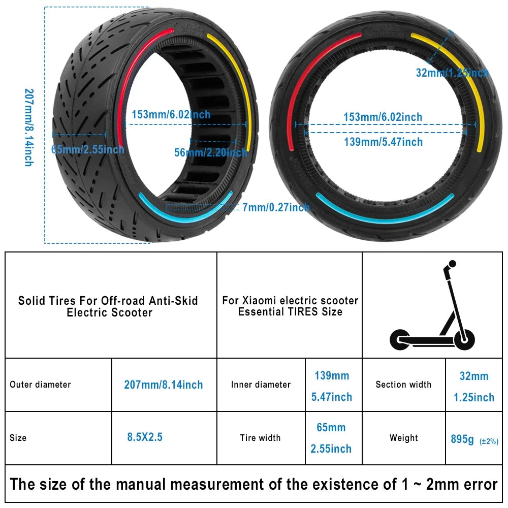 Pneumatico solido da 8,5 pollici per scooter elettrico Dualtron Mini&Speedway Leger (Pro) 8,5 X 2,5 Pneumatici tubeless fuoristrada resistenti all'usura