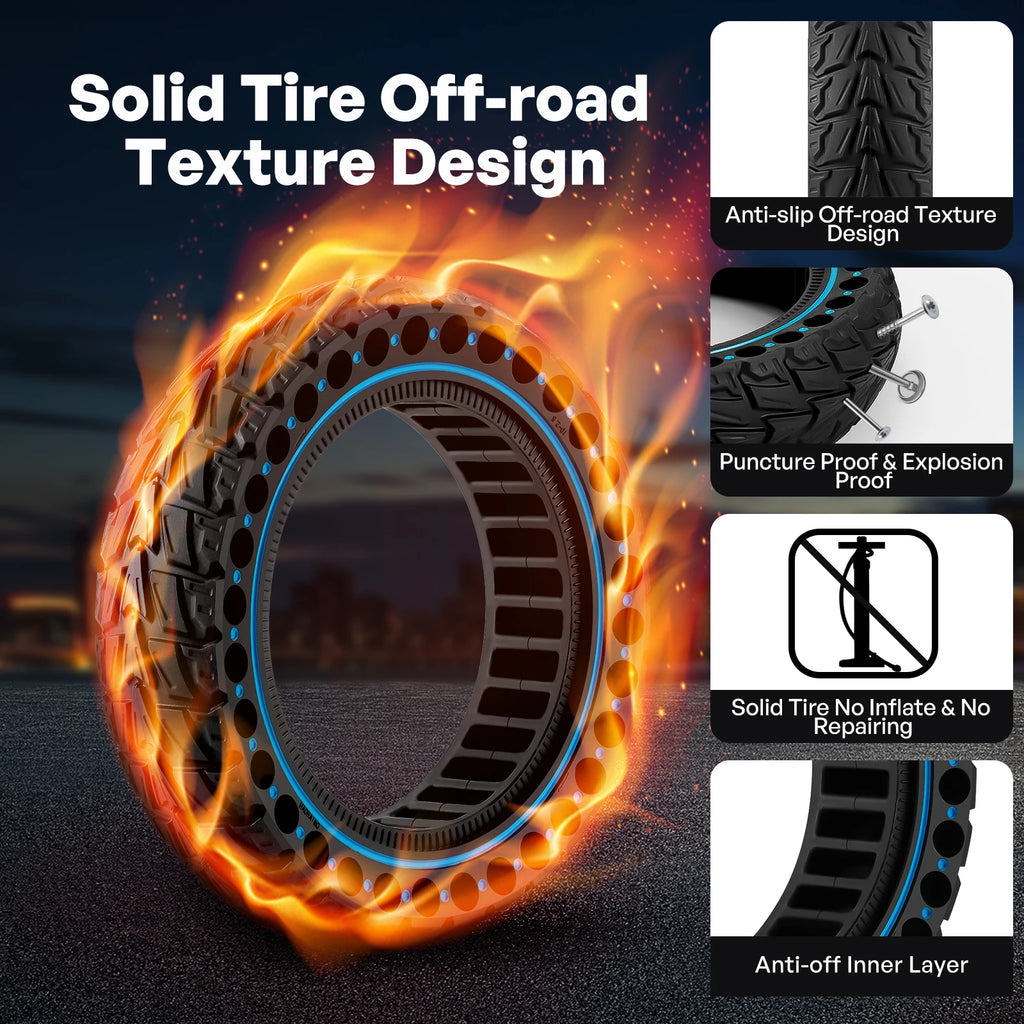 10x2.5 (60/70-6.5) Pneumatico solido fuoristrada per Ninebot G30 G30L G30D Scooter elettrico antiscivolo
