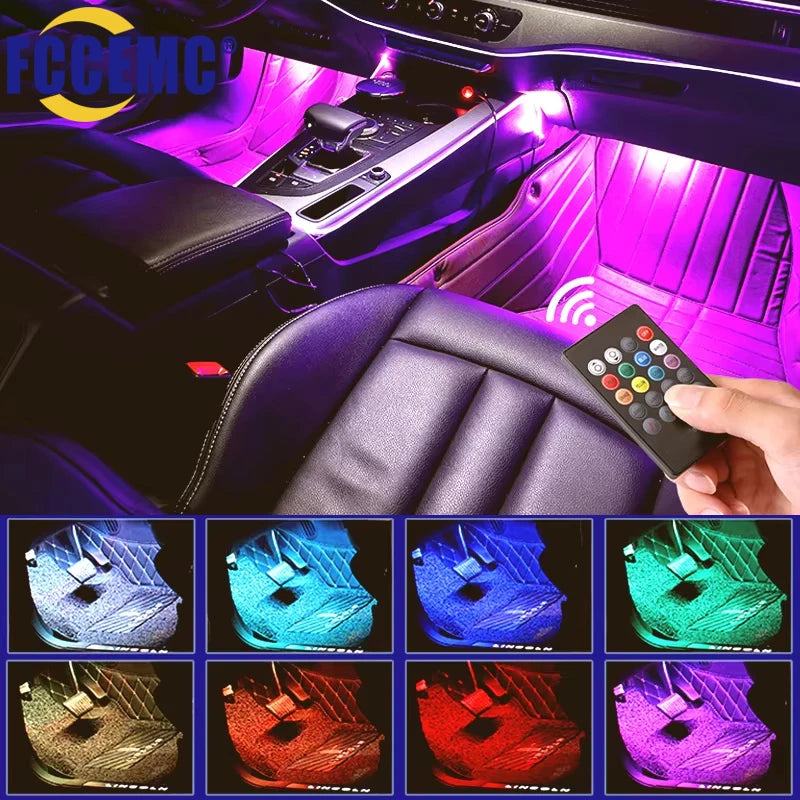 Luci ambientali RGB universali per auto Striscia a LED Lampade d'atmosfera interne 8 colori Decorativi Off Road 4x4 SUV Accessori per automobili