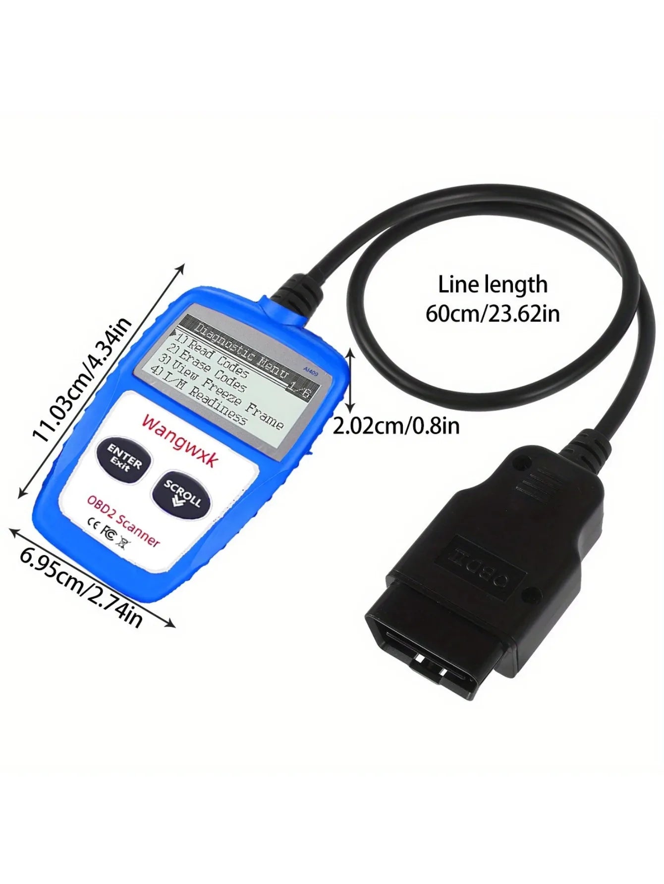 Strumento diagnostico automobilistico lettore di codice OBD2 display digitale scanner OBD 2 cancellazione del codice di guasto multifunzionale 16 pin universale