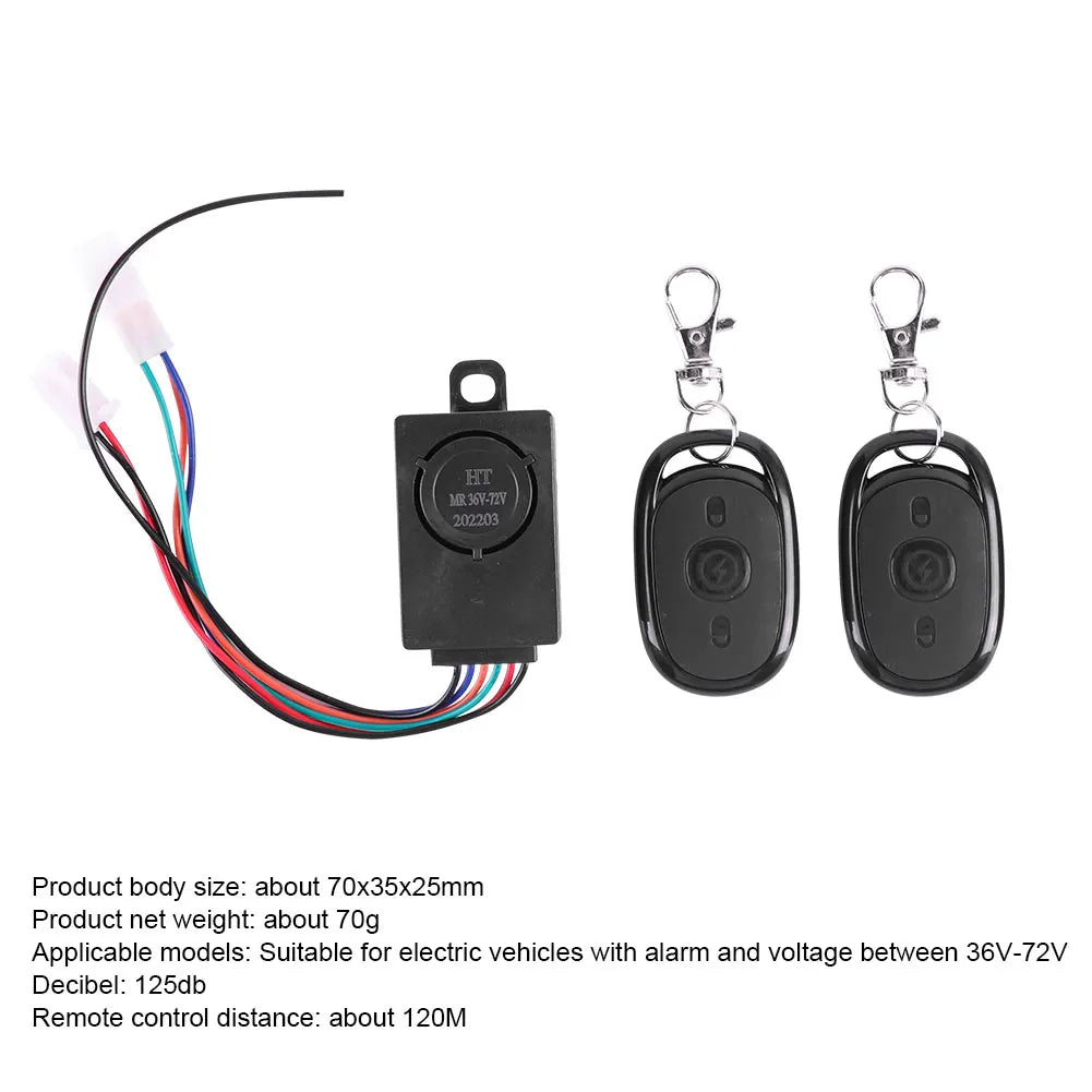 Sistema di allarme E-bike 48V 60V 72V con due interruttori per forniture per Controller Brushless triciclo per bicicletta elettrica