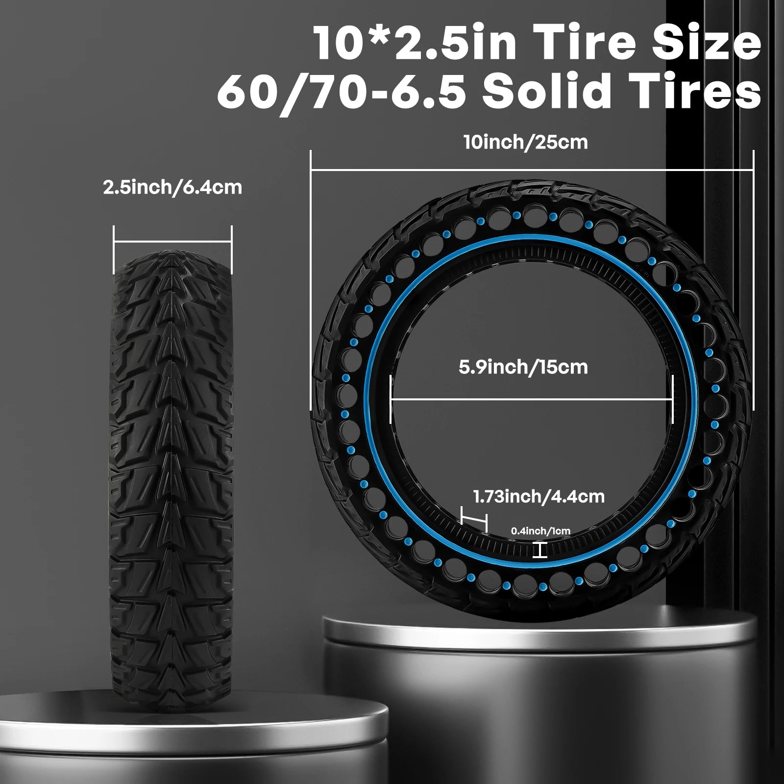 10x2.5 (60/70-6.5) Pneumatico solido fuoristrada per Ninebot G30 G30L G30D Scooter elettrico antiscivolo